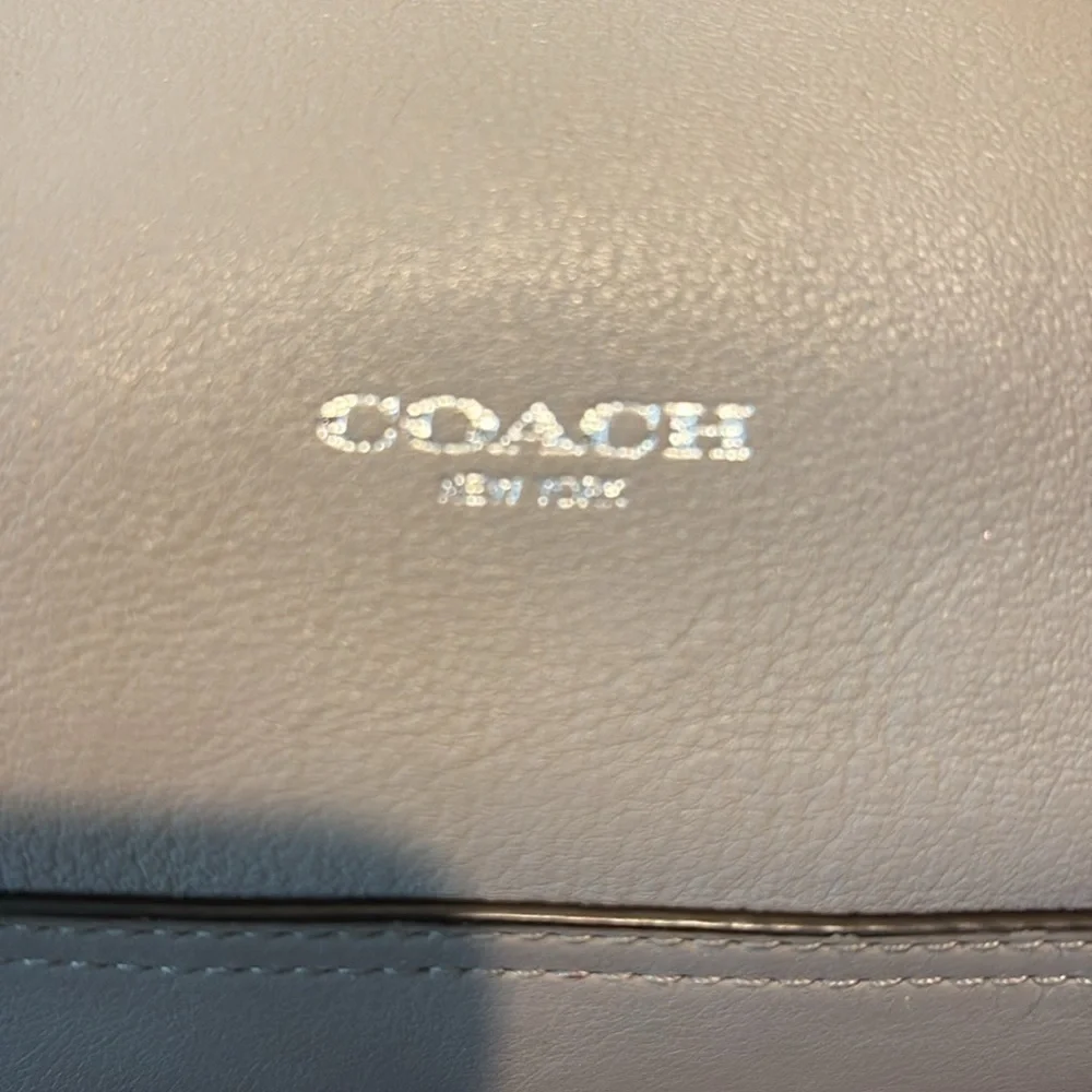 Coach Bleecker  mini Riley Satchel Crossbody bag  leather  gray/taupe excellent